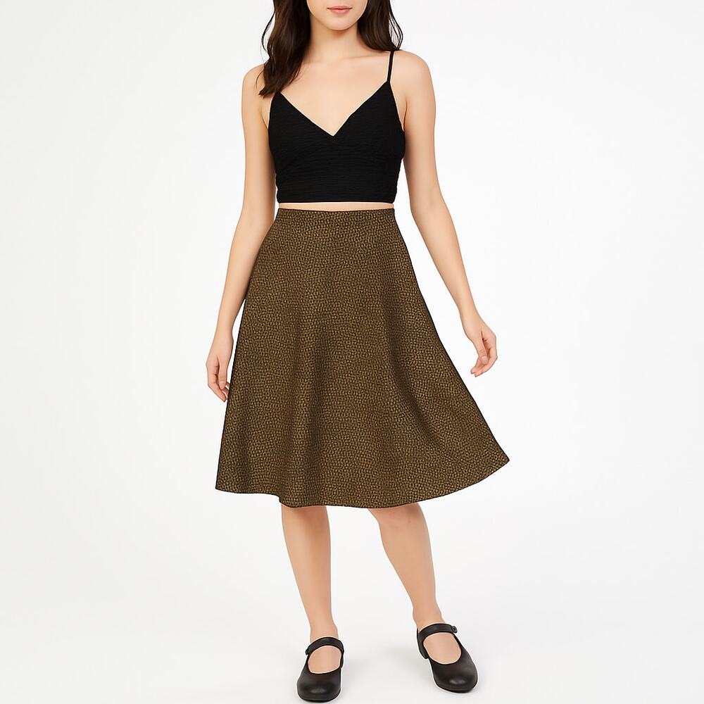 Y2K Vintage Espresso Metallic A Line Skirt Gold and Black Size Small